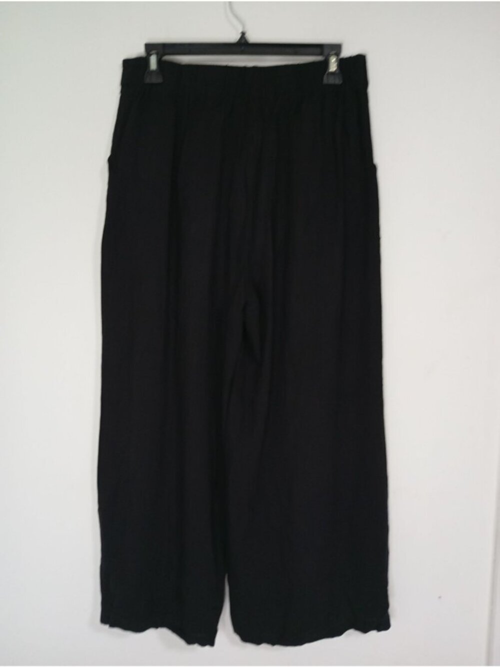 Elodie Wide-Leg Black Linen Blend Pants Button Detailing Pockets Womens Medium - Picture 12 of 12